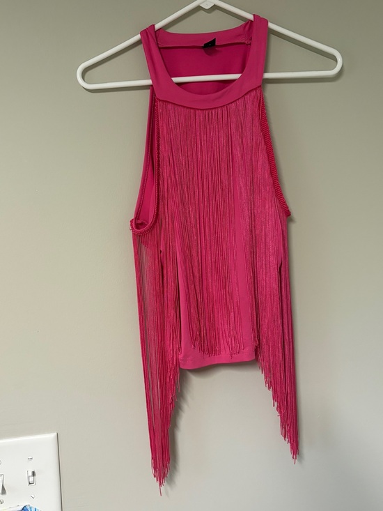 SHEIN Tops - Fringe Tank Top in Hot Pink Y2K Clubwear Western Cowgirl Stagecoach Womens L